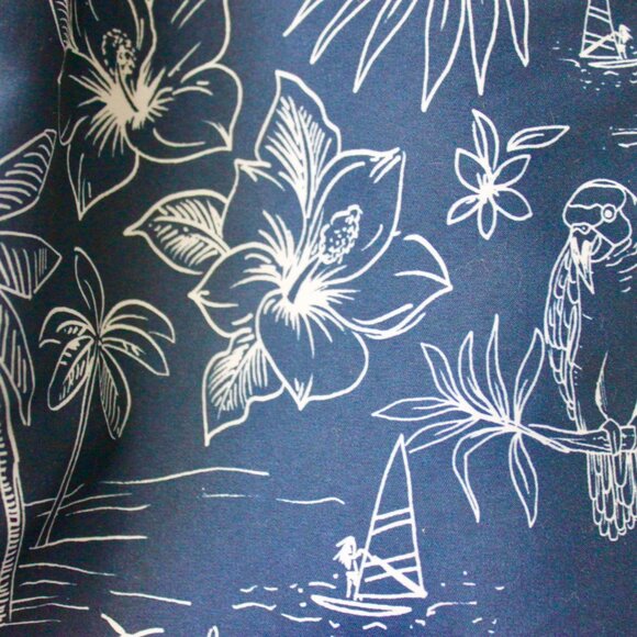 Goodfellow & Co Navy Blue Tropical Pattern Swim Trunks Bottoms Pockets Large - Picture 4 of 7